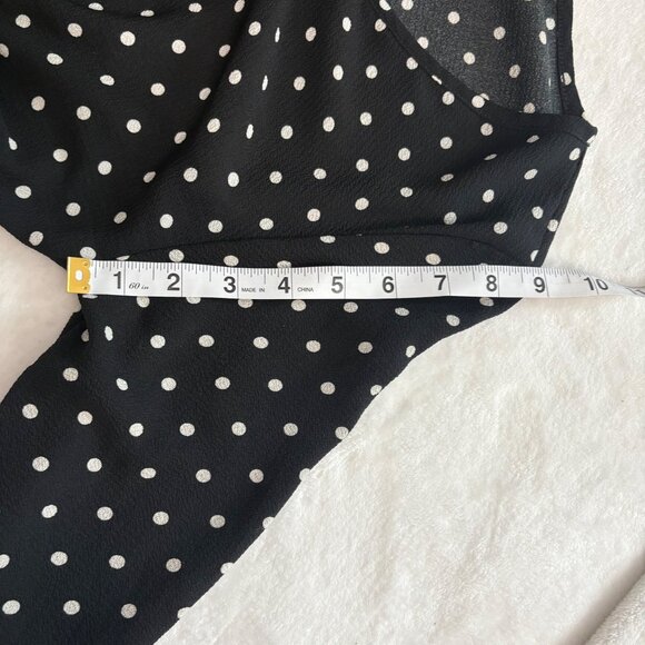 Black Polka Dot Wrap Crop Top Blouse W/ Ruffled Bell Sleeves By Clé Luv- Size S - Picture 9 of 13